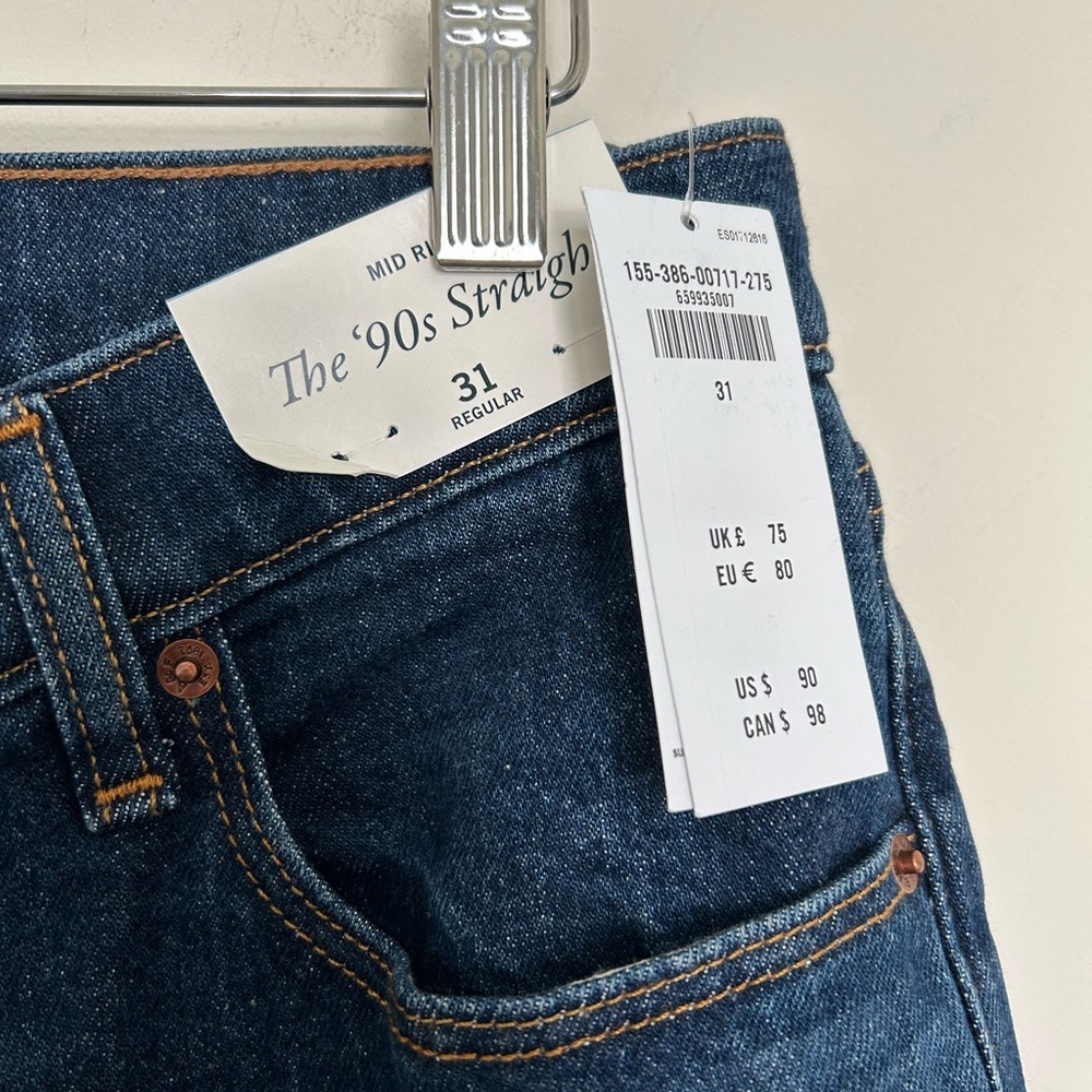 Abercrombie & Fitch The ‘90s Straight Mid Rise Dark Wash Jeans Size‎ 31 Regular - Picture 3 of 6